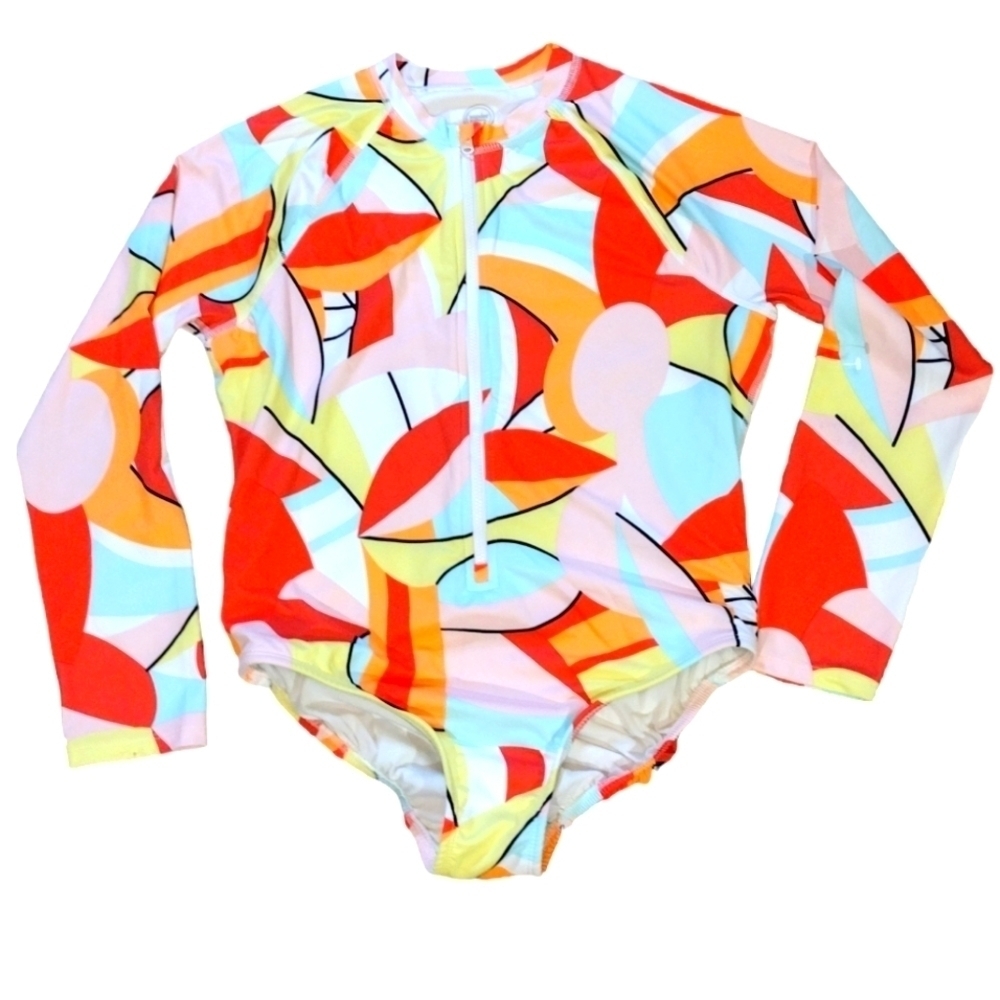 WONDER Nation Girls Zip Rashguard Swimsuit NWOT